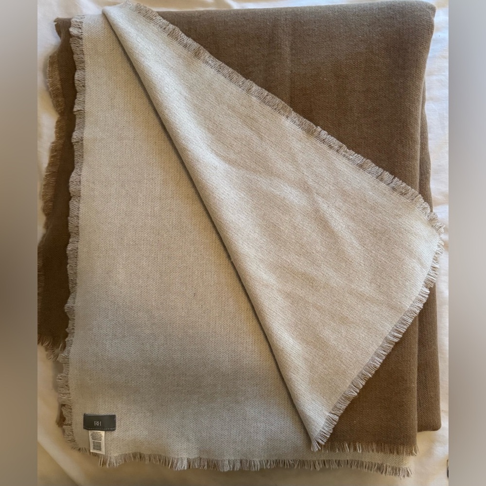 "RH" Luxurious 100%Cashmere CAMEL 
/White TWO-TONW Throw-in ,96“x 80".NEW w/Tag - Picture 8 of 13